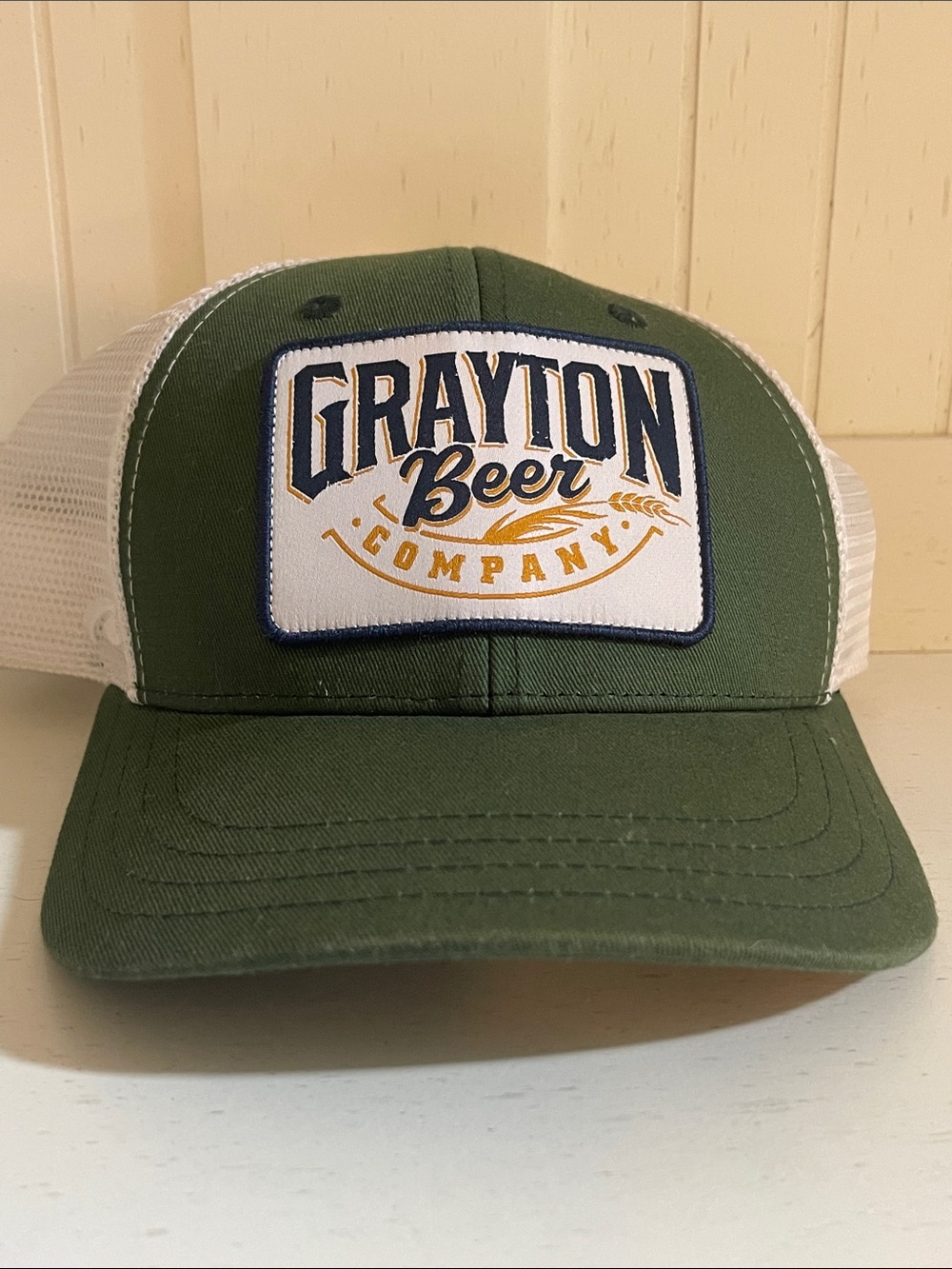Grayton Beer Company Olive & White Mesh Trucker Hat